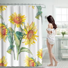 Cortina de ducha Winysin de 70x70 pulgadas con 12 ganchos de plástico, impermeable, resistente, lavable a máquina, de secado rápido.