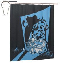 Cortina de ducha de dibujos animados de Ren y Stimpy, 60" x 72", decoración de baño de anime con 12 ganchos, tela de poliéster impermeable y