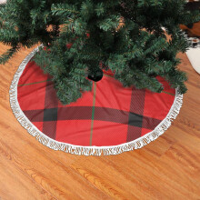 Sciorta Crann Lása Frinseáilte Nollag, Sciorta Crann Tartan Nollag Bog, Éadrom, Dea-Theagmháil 30"