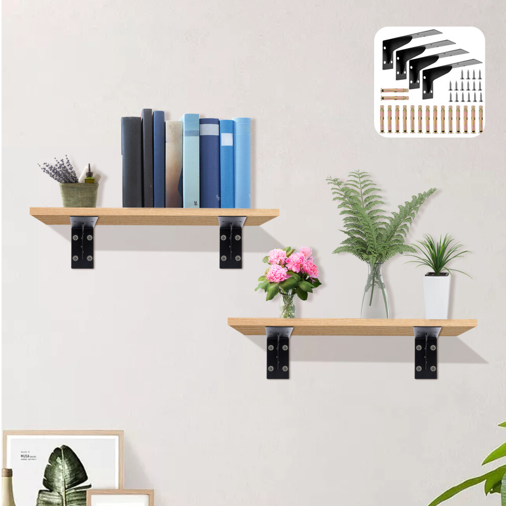 4Pcs 6/8/10" Heavy Duty Floating Shelf Brackets 160Lbs Capacity, Cold Rolled Steel Wall Shelf Supports For Bathroom Kitchen 9395123042718