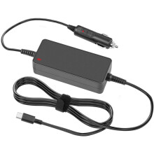 Chargeur de voiture USB-C compatible avec les ordinateurs portables Lenovo Thinkpad E14, E15, L13, L14, T14S et T15. Adaptateur secteur.