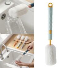 Soft, easy-to-clean sponge brush compatible with baby bottles & cups. Effectively removes stains from bottom. Home essential.