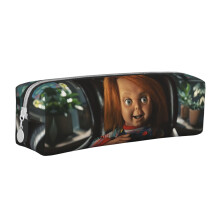Bride Of Chucky Pen Pouch, Black Leather Pencil Case with Zipper, Portable Holder for Pens, Markers, Makeup, Coins - Gift for Adults, Men, Women,