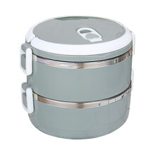 Lmueinov Grote Uitverkoop 1400ml Ronde Lunchbox met 2 lagen, Roestvrijstalen Lunchbox, Voedselbewaarbox, Kinderlunchbox, Warmhoudbox