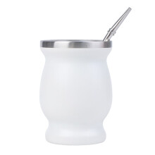 Yerba Mate Cup 304 Stainless Steel 8oz Yerba Mate Gourd with Bo White