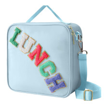 Lancheira Uclet Personalizada Estilo Preppy com Letras Bordadas, Portátil, Isolada e Feita de Alumínio, Ideal para Meninas, Crianças e Bebês.