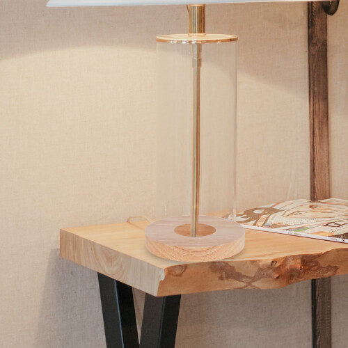 2pcs Solid Wood Lamp Base Replaceable Table Lamp Pedestal Round Wooden Lamp Base Replacement 2