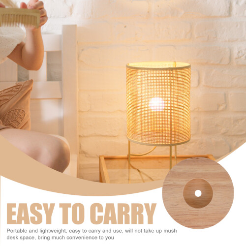 2pcs Solid Wood Lamp Base Replaceable Table Lamp Pedestal Round Wooden Lamp Base Replacement 1