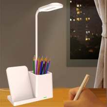Stolová LED lampa Jacenvly s 10W bezdrôtovou nabíjačkou a držiakom na pero, kompatibilná s vianočnými ozdobami Výpredaj