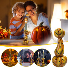 Socrú Coinnleoir Pumpkin Oíche Shamhna YiFudd, Maisiú Baile Bonn Coinnle Log