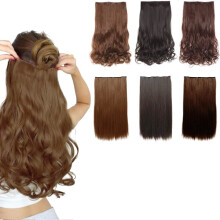 Clip-on Hair Extensions - Krøllet & Glat Hår - 70cm Lysebrun one size