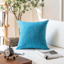 Phantoscope Soft Textured Linen Burlap Series Decorative Throw Pillow, 20" x 20", Lake Blue, 1 Pack