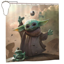 Cortina de ducha Baby Yoda 60x72 pulgadas, opaca, impermeable, resistente al moho, para mayor privacidad, estampado de patchwork, talla única.
