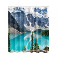 Cortinas de ducha Pretty Comy de 70x70 pulgadas con estampado HD de paisaje marino, de poliéster, con 12 ganchos de plástico en forma de C para