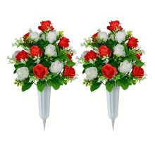 Color Profit Kids 57 cm künstliche Blume aus Kunststoff und Polyester, Rosen-Gedenkstrauß für den Friedhof