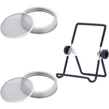 3-teiliges Keimglas-Set mit Edelstahldeckeln und -ständern, kompatibel mit Einmachgläsern, zum Anziehen von Bohnen-, Brokkoli- und Alfalfa-Sprossen