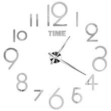 37 inch 3D Large Wall Clock DIY Acrylic Mirror Decal, Oversized Clock for Living Room Home Decor, Multiple Styles Silver (60-90cm)