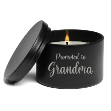 Duftkerze 8oz mit Deckel, Geschenkidee für die frischgebackene Oma, Schwangerschaftsverkündung (Vanille - Schwarz)