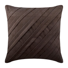 HomeCentric Chocoladebruine Sierkussenhoes met Plooitjes Effen 14x14 inch (35x35 cm) Set van 2 Kunstsuède Gestreept - Hedendaags
