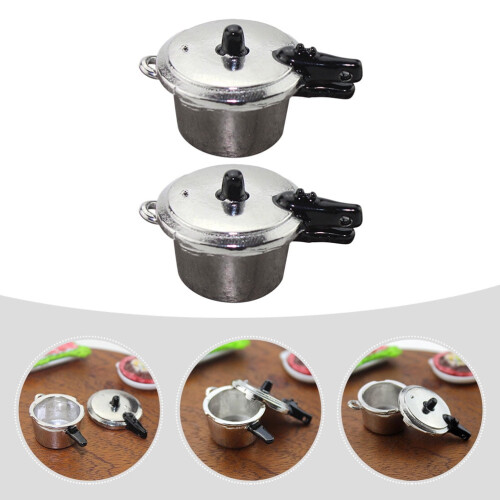 FOMIYES2PCS Μίνι Χύτρα Ταχύτητας Μοντέλο Χύτρας Ταχύτητας από Κράμα Μίνι Αξεσουάρ 2