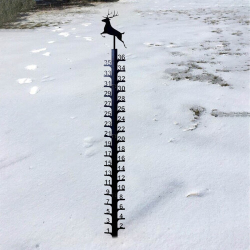 Medidor de neve Aufmer de 91 cm (36 polegadas) para uso externo com termômetro, bastão de metal grande para medir a queda de neve, compatível com