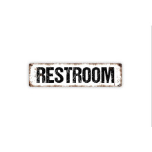 Aluminium metal toiletskilt til mænd og kvinder - 4x16 tommer rustik badeværelsesdør navneplade, kompatibel med toiletindretning
