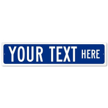 Comhartha Sráide Saincheaptha Gorm SmartSign - 4"x18", Alúmanam, Frithchaiteach, Comhartha Miotail Allamuigh Pearsantaithe don Bhaile, d'Oifig, do