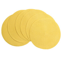 Relocy-Crazy Clearance! Placemat, Coolmade Round Woven Placemats Set of 6 Dining Tables-Yellow