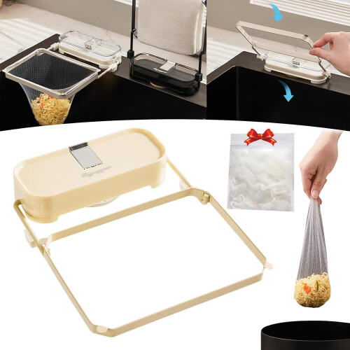 Passoire d'évier à ventouse avec filtres 200 mesh, panier d'évacuation compatible avec les éviers beiges.