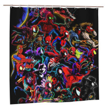 Cortina de ducha Spider-Man: Un nuevo universo, 72x72 pulgadas - Impermeable, opaca, resistente al moho, con forro para mayor privacidad, compatible