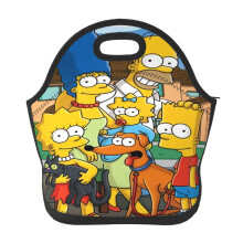 Simpsonit-lounaslaukut, lämpöeristetty lounaskassi, uudelleenkäytettävä, pestävä neopreenistä valmistettu piknikkassi naisille ja miehille,