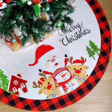48" Christmas Tree Skirt, Red & Black Buffalo Plaid Xmas Tree Skirt compatible with Christmas Tree, Rustic Holiday Decor for Indoor Outdoor Party