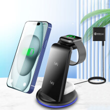 Bezdrátová nabíječka Kayannuo 3 v 1, magnetický přísavný rychlonabíjecí stojan, kompatibilní s iPhone a Android, velikonoční dárek pro