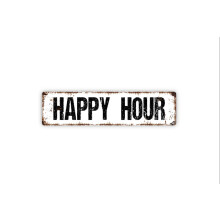 Happy Hour-skilt Rustikt metalgadeskilt eller dørnavneskilt Størrelse: 4x16 tommer