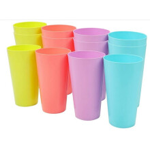 12 stuks herbruikbare plastic bekers, drinkglazen, stapelbare waterglazen, voor binnen- en buitengebruik, regenboogkleuren, 500 ml, van Tutuviw