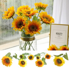 Cheer.US 2 Stück künstliche Sonnenblumen, Kunstseidenblumen, geeignet für Zuhause, Küche, Büro, Hochzeiten und Weihnachtsdekoration