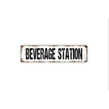 Aluminium Metal Drikkevare Station Skilt - Drikkevarer Varm Kold Sodavand Te Kaffe Øl Spiritus Vand, 4x16 Tommer Rustik Gadeskilt Plakette