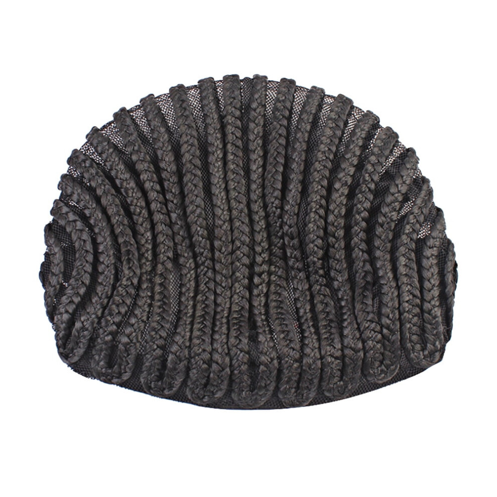 Unisex Black 2Pcs Easier Sew Cornrow Braids Crochet Wig Caps Elastic Sew Dome Net Wig Caps For Making Braiding Wigs(Black)
