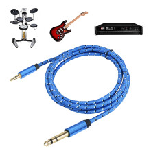 jixopn 3,5 mm auf 6,35 mm Stereo-Audiokabel für Gitarre, Laptop und Heimkino (Blau, 3 m)