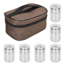 Lot de 6 pots à épices (poivre et sel) avec sac de rangement pour la cuisine, le camping et les barbecues.