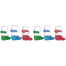 6 pcs Parrot Drinker Feeder, Automatic Bird Cage Water Bottle with Bowl, Compatible with Parrot Cages (Red Blue Green)