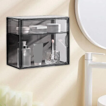FloHua, organisateur de cosmétiques empilable en liquidation de Noël, boîte de toilette murale transparente sans clous avec grande ouverture,