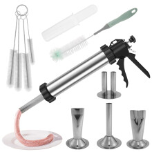Wekvgz Sausage Stuffer Kit, Manual Stainless Steel Jerky Maker with Thickened Aluminum Handle, Large Capacity, Easy Cleaning Compatible with Home