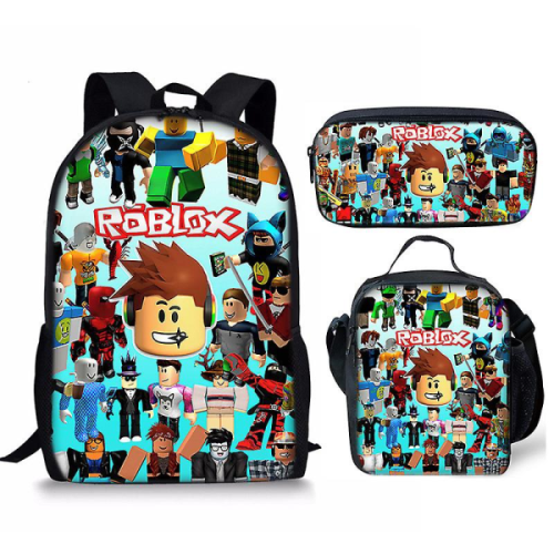3D τσάντα σχολείου Roblox τσάντα φαγητού τσάντα μολυβιού3 τεμάχια