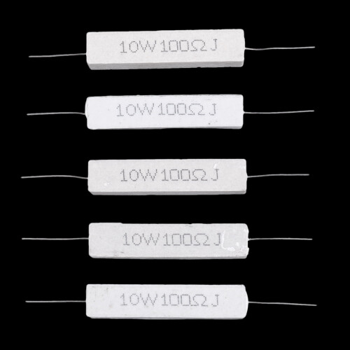 rezistențe axiale cu ciment bobinate, 10 W, 100 Ohm, 5 % 1