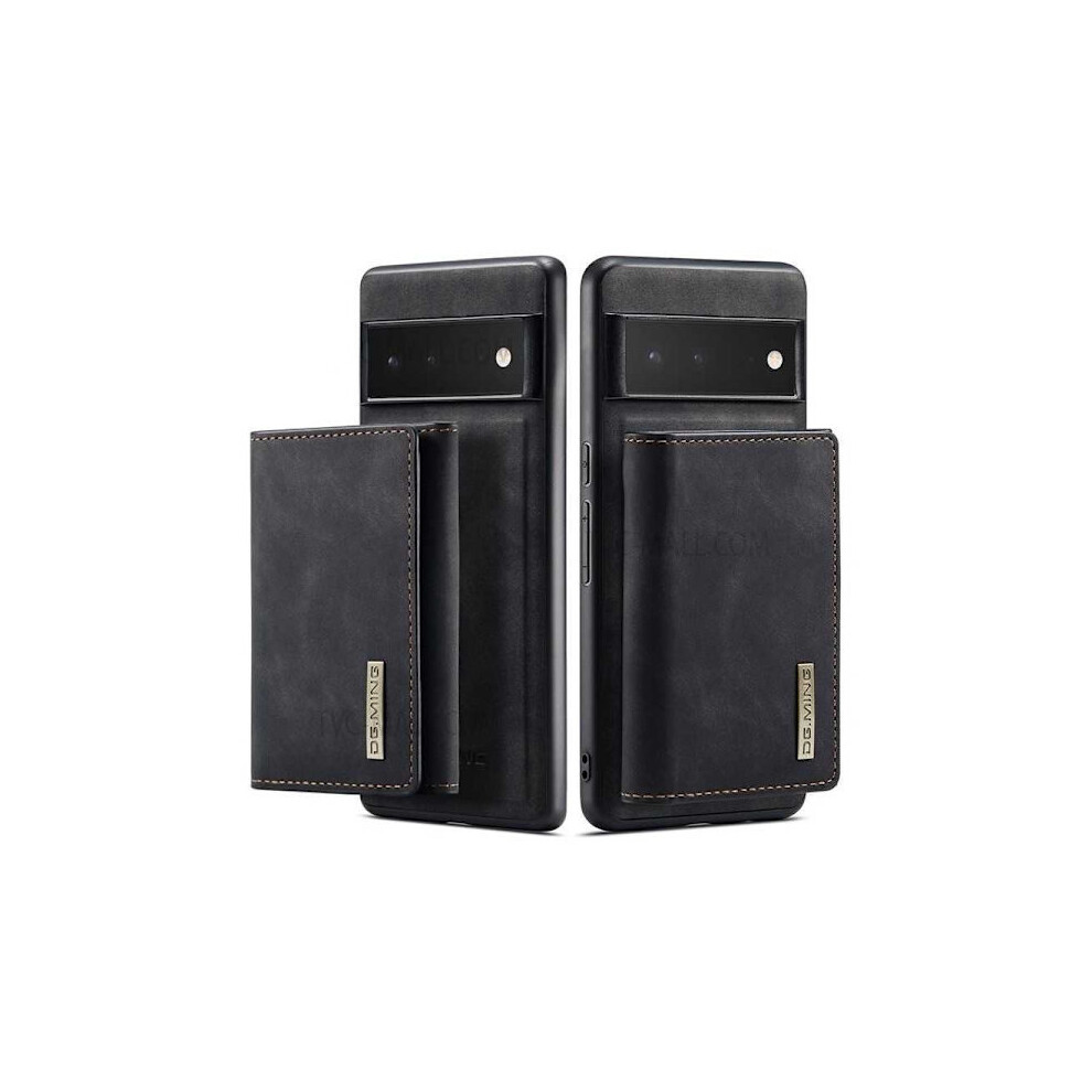 8-Compartment Google Pixel 6 Shockproof Case With Magnetic Card Holder Dg.ming Detach Black 9395123673585