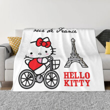 Couverture Hello Kitty en flanelle polaire, jeté de lit ultra doux, confortable et chaud pour canapé, salon et chambre - 127 x 102 cm
