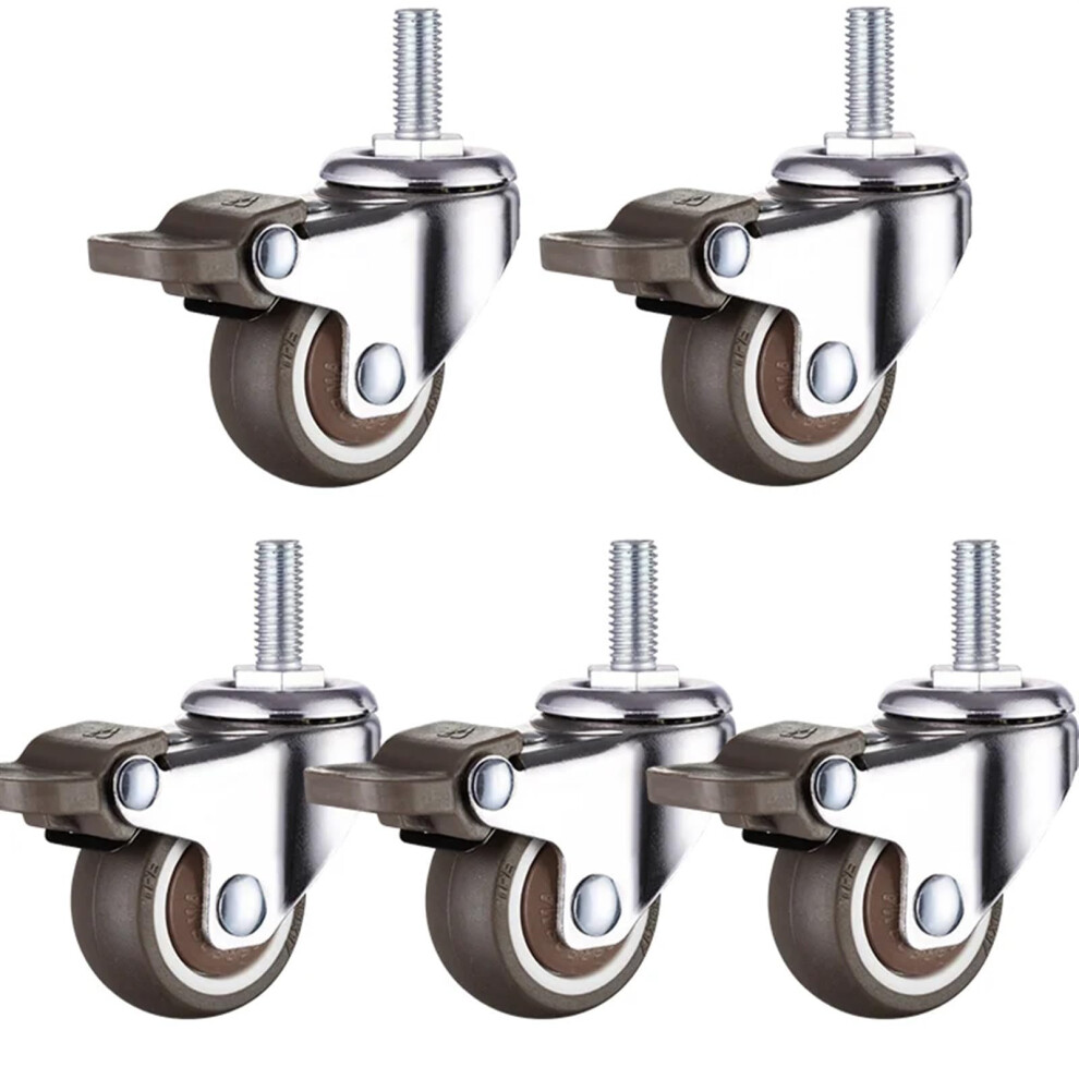 Office Chair Casters With Brake, Quiet Rubber Swivel Wheels For Furniture And Gaming Chairs 1.5' Set Of 5 9113335998117