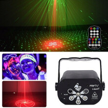 HAOAN Party Light Projector, Music Activated RGB LED Strobe Light, Portable Battery Powered Disco Lights with Remote, USB Plug for Indoor DJ Stage