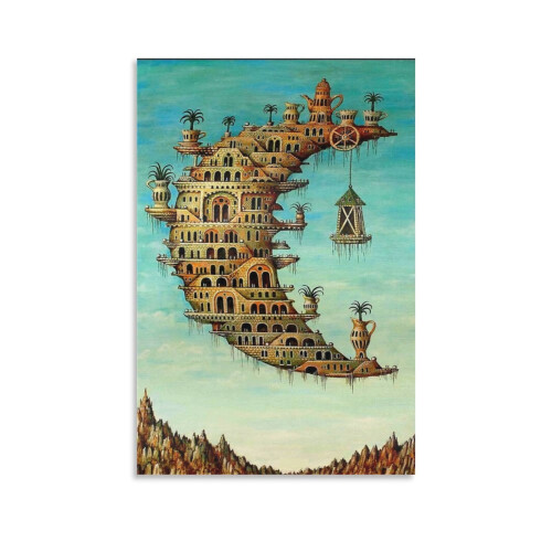 Pôster de Salvador Dalí "Vivendo na Lua" em Tela, Ideal para Decoração de Parede, Arte Moderna, 50x75cm (20x30 polegadas)
